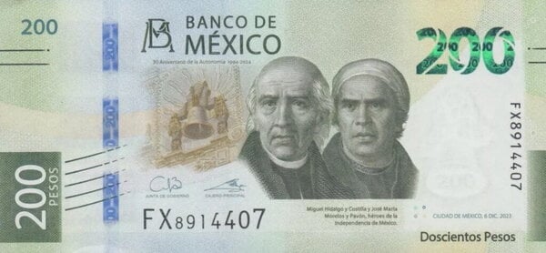 200 pesos (30º Aniversário da Autonomia do Banco de México)