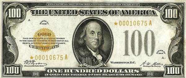 100 Dollars Gold Certificate