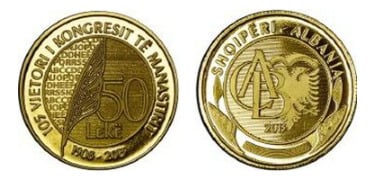 50 lekë (105º aniversário do Congresso de Manastir)