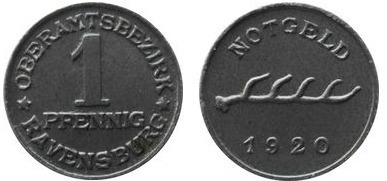 1 pfennig (Distrito de Ravensburg-Länder Württemberg)