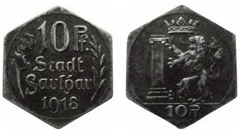 10 pfennig (Cidade de Saulgau-Länder Württemberg)