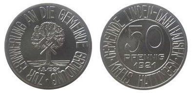 50 pfennig  (Município de Linden-Dahlhausen-Prússia Província da Vestefália)