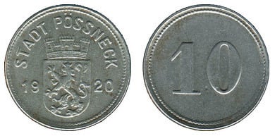 10 pfennig (Cidade de Pößneck - Land da Turíngia)