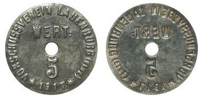 5 pfennig (Cidade de Lauenburg an der Elbe - província prussiana de Schleswig-Holstein)