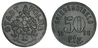 50 pfennig (Cidade de Apolda - Land Sachsen-Weimar-Eisenach)