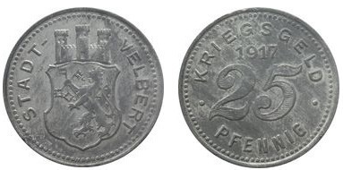 25 pfennig (Cidade de Velbert-Província do Reno da Rússia)