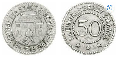 50 pfennig (Cidade Bischofsburg-Prússia Província da Vestefália)