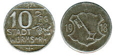10 pfennigs (Cidade de Worms, Land de Hessen)