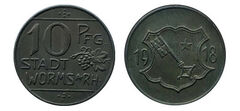 10 pfennigs (Cidade de Worms, Land de Hessen)