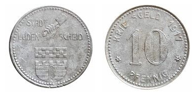 10 pfennigs (cidade de Lüdenscheid - província prussiana da Vestefália)
