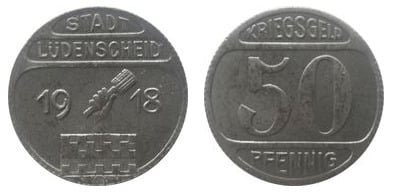 50 pfennigs (Cidade de Lüdenscheid - Província prussiana da Vestefália)