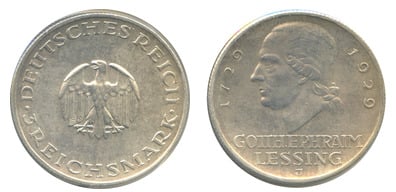 3 reichsmark (200º aniversário de Gotthold Lessing)