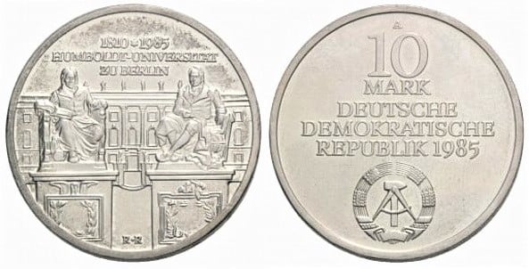 10 mark (175º aniversário da Universidade Humboldt em Berlim)