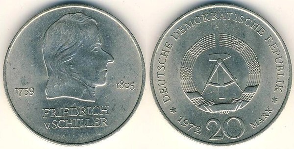 20 mark (170º aniversário de Friedrich von Schiller)