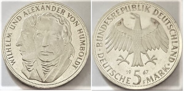 5 mark (Wilhelm y Alexander von Humboldt)