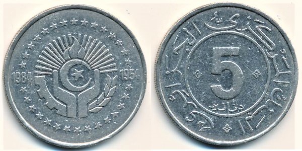 5 dinares (30º Aniversário da Revolução)