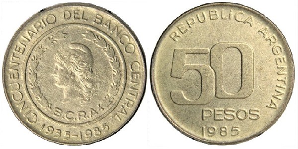 50 pesos (50º aniversário do Banco Central)