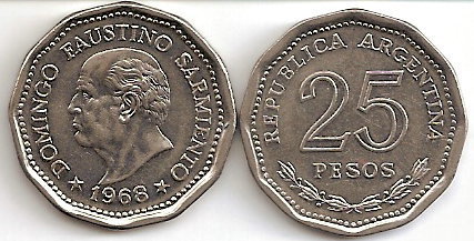 25 pesos (80º aniversário da morte de Domingo Faustino Sarmiento)