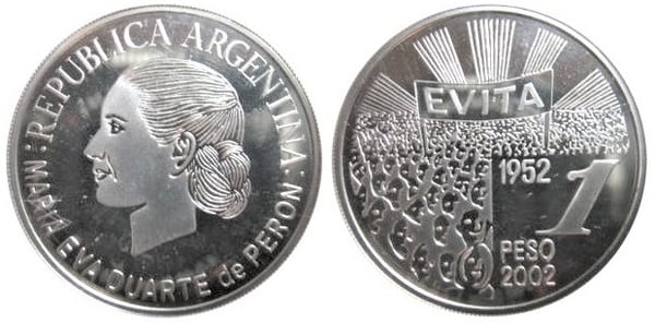 1 peso (50º aniversário da morte de Eva Perón)