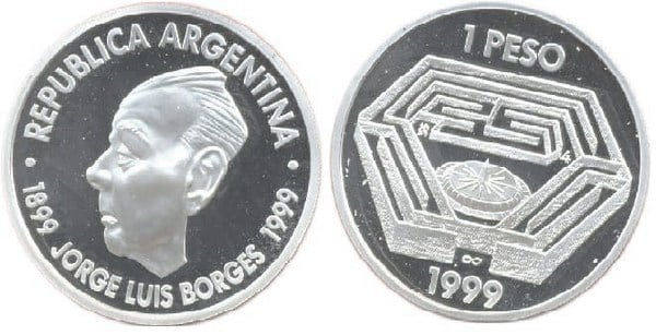 1 peso (Centenário do nascimento de Jorge Luis Borges)