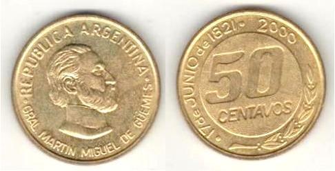 50 centavos (179º aniversário da morte do General Güemes)