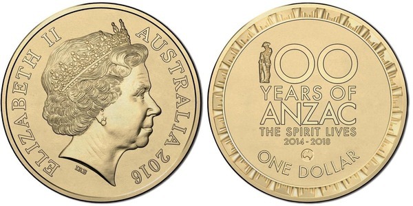 1 dollar (100º aniversário do Festival Nacional ANZAC)