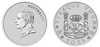 1 dólar (Moedas do 225º Aniversário da Proclamação da Austrália - Dólar Pilar)