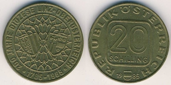 20 schilling (200º aniversário da Diocese de Linz)