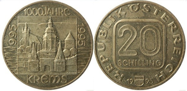 20 schilling (1.000º aniversário da cidade de Krems)