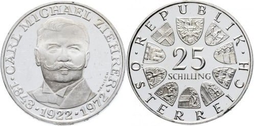 25 schilling (50º aniversário da morte de Carl Michael Ziehrer)