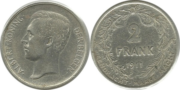 2 francos (Albert I - der belgen)