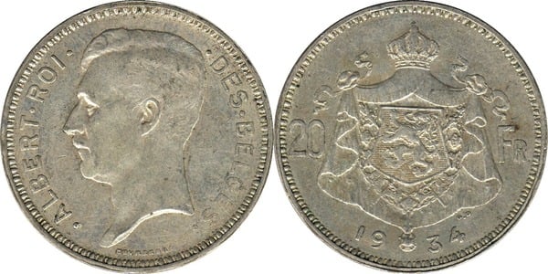 20 francs (Alberto I dos belgas)