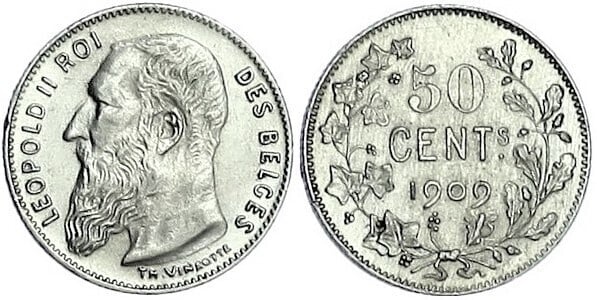 50 centimes (Leopoldo II dos belgas)