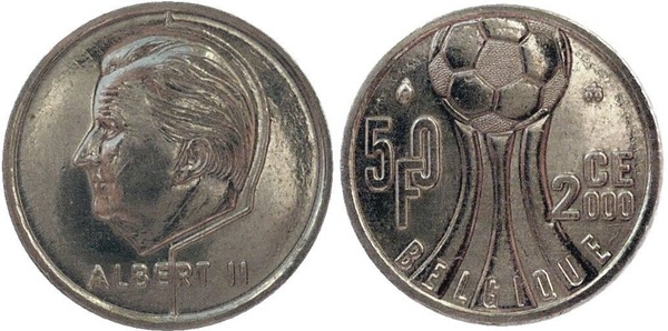 50 francs (Alberto II - Bélgica) Campeonato de Fútbol - UEFA 2000