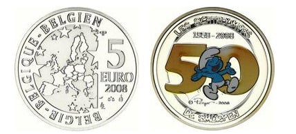 5 euros (50º aniversário dos Smurfs-Cor)