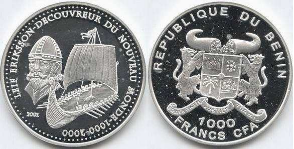 1.000 francs CFA (Leif Eriksson - Descobridor do Novo Mundo)