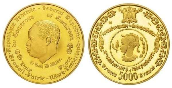 5.000 francs (10º Aniversário da Independência)