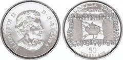 25 cents (50º aniversário da bandeira canadiana)