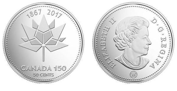 50 cents (150 anos do logótipo do Canadá)