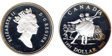 1 dollar  (50º Aniversário - Ballet Nacional do Canadá)