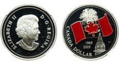 1 dollar (40 aniversario de la bandera canadiense)