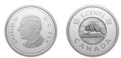 5 cêntimos (50ᵗʰ aniversário do Beaver canadensis como símbolo oficial do Canadá)