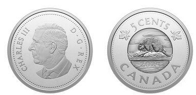5 cêntimos (50ᵗʰ aniversário do Beaver canadensis como símbolo oficial do Canadá)