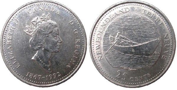 25 cêntimos (125.º aniversário da Confederação Canadiana - Terra Nova)