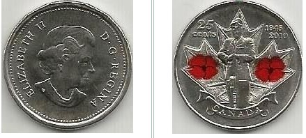 25 cents (65º aniversário do fim da Segunda Guerra Mundial)