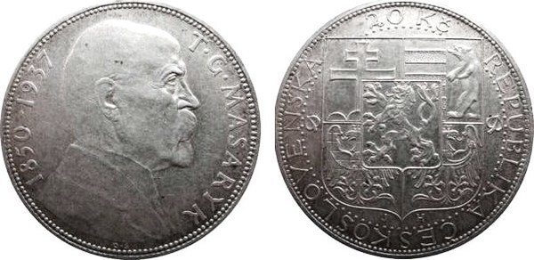 20 korun (Morte do Presidente Tomás G. Masaryk)