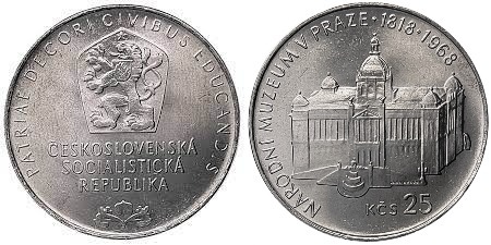 25 korun (150º aniversário do Museu Nacional de Praga)