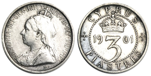 3 piastres (Rainha Vitória)