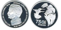 750 pesos (Centenario de la Muerte de Tomas Cipriano de Mosquera)