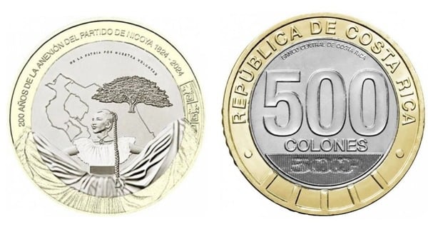 500 colones (200º aniversário da anexação do condado de Nicoya)